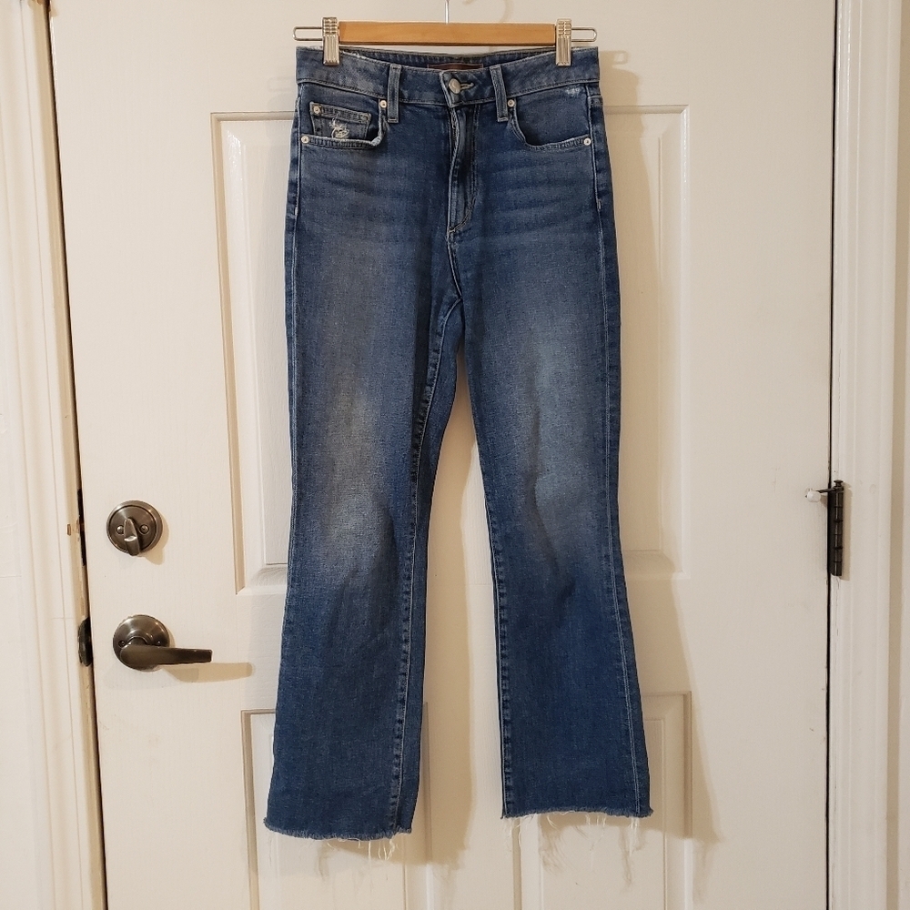 Joe's Jeans High Rise Cropped Boot Denim The Callie Raw Hem Size 24